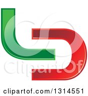 Clipart Of A Green And Red Abstract Letter L D Design Royalty Free Vector Illustration