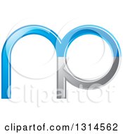 Clipart Of A Blue And Silver Abstract Letter N P Design Royalty Free Vector Illustration