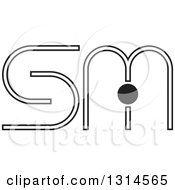 Clipart Of A Black And White Abstract Letter S M I Design Royalty Free Vector Illustration