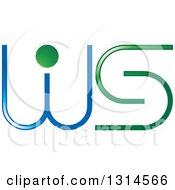 Clipart Of A Blue And Green Abstract W I S Design Royalty Free Vector Illustration