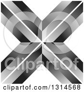 Clipart Of A Shiny Silver Metal Letter X Royalty Free Vector Illustration