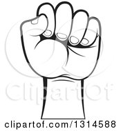 Clipart Of A Fisted Black And White Hand Royalty Free Vector Illustration by Lal Perera