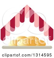 Poster, Art Print Of Plate Of Buns Under A Pink And Red Hut Roof