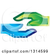 Poster, Art Print Of Gradient Green And Blue Hands