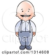Clipart Of A Bald Senior Man With A Mustache Royalty Free Vector Illustration by Lal Perera
