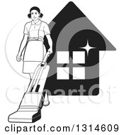 Poster, Art Print Of Black And White Maid Vaccuming Over A Sparkly House