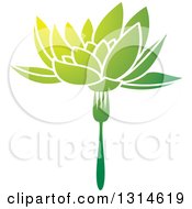 Poster, Art Print Of Gradient Green Water Lily Lotus Flower On A Fork