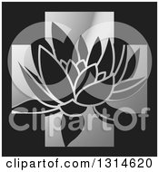 Poster, Art Print Of Water Lily Lotus Flower Over A Silver Cross On Black
