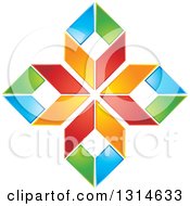 Clipart Of A Colorful Geometric Cross Royalty Free Vector Illustration by Lal Perera