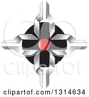 Poster, Art Print Of Silver Cross With A Red Circle Over Black