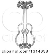 Poster, Art Print Of Silver Floral Guitar