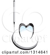 Clipart Of A Dental Mirror And Tooth Royalty Free Vector Illustration