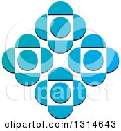 Clipart Of A Blue Abstract Floral Diamond Royalty Free Vector Illustration
