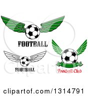 Clipart Of Winged Soccer Balls With Text Royalty Free Vector Illustration