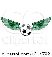 Poster, Art Print Of Green Winged Soccer Ball