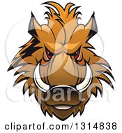 Poster, Art Print Of Brown Vicious Razorback Boar Mascot Head 2