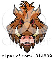 Poster, Art Print Of Brown Vicious Razorback Boar Mascot Head 4