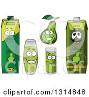 Clipart Of Green Pear And Juice Characters Royalty Free Vector Illustration