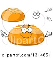 Clipart Of A Cartoon Face Hands And Round Bread Loaves Royalty Free Vector Illustration