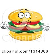 Poster, Art Print Of Cartoon Hamburger Character Giving A Thumb Up