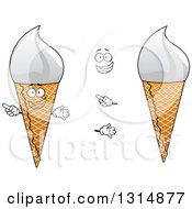 Clipart Of A Cartoon Face Hands And Vanilla Ice Cream Waffle Cones Royalty Free Vector Illustration