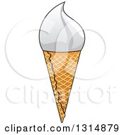 Clipart Of A Cartoon Vanilla Ice Cream Waffle Cone Royalty Free Vector Illustration