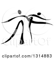 Clipart Of A Black And White Ribbon Couple Dancing Together 2 Royalty Free Vector Illustration