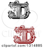 Clipart Of Retro Capital Letter D Designs With Flourishes Royalty Free Vector Illustration