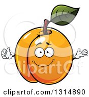Poster, Art Print Of Cartoon Shiny Apricot Character Giving A Thumb Up And Presenting