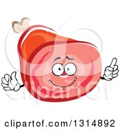 Clipart Of A Cartoon Happy Ham Character Holding Up A Finger Royalty Free Vector Illustration