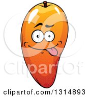 Cartoon Mango Character Sticking His Tongue Out