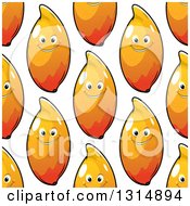 Clipart Of A Seamless Pattern Background Of A Cartoon Mango Character Royalty Free Vector Illustration