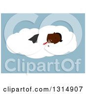 Poster, Art Print Of Flat Design Black Businessman Sleeping On A Cloud
