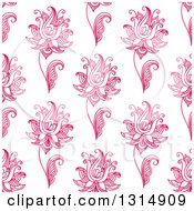 Poster, Art Print Of Background Pattern Of Seamless Pink Henna Flowers On White