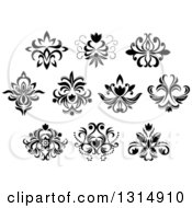 Poster, Art Print Of Black And White Vintage Floral Design Elements 13