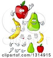 Poster, Art Print Of Cartoon Faces Hands Apples Pears And Bananas
