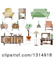 Poster, Art Print Of Retro Household Tables Chairs Couches And Furniture