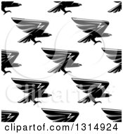 Clipart Of A Seamless Patterned Background Of Black Eagles On White 3 Royalty Free Vector Illustration
