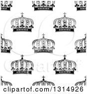 Poster, Art Print Of Seamless Background Pattern Of Black And White Ornate Crowns 6
