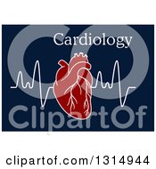 Clipart Of A Human Heart Over An Electrocardiogram Graph And Text On Blue Royalty Free Vector Illustration by Vector Tradition SM