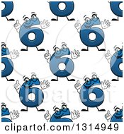 Poster, Art Print Of Seamless Background Pattern Of Cartoon Blue Number Six Characters