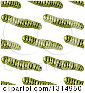 Poster, Art Print Of Seamless Background Pattern Of Green Caterpillars