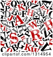 Poster, Art Print Of Seamless Background Pattern Of Red And Black Capital Letters On White