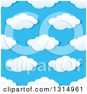 Poster, Art Print Of Seamless Pattern Background Of Puffy Clouds In A Blue Sky 7