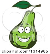 Clipart Of A Cartoon Happy Smiling Green Pear Character Royalty Free Vector Illustration