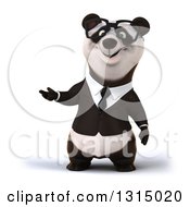 Clipart Of A 3d Bespectacled Business Panda Presenting Royalty Free Illustration