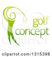 Clipart Of A Gradient Green Golfer Man Swinging A Club With Sample Text 2 Royalty Free Vector Illustration