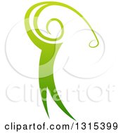Poster, Art Print Of Gradient Green Golfer Man Swinging A Club 2