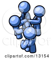 Group Of Blue Businessmen Going In Together On A Deal Clipart Illustration