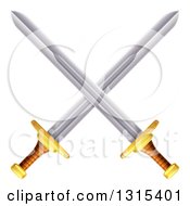 Poster, Art Print Of Crossed Swords With Gold And Brown Handles